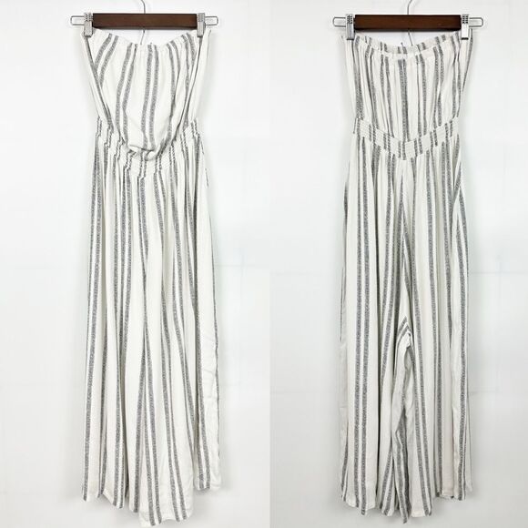 UA Silence + Noise Jackson Strapless Culotte Romper Striped Size Medium - Picture 4 of 7